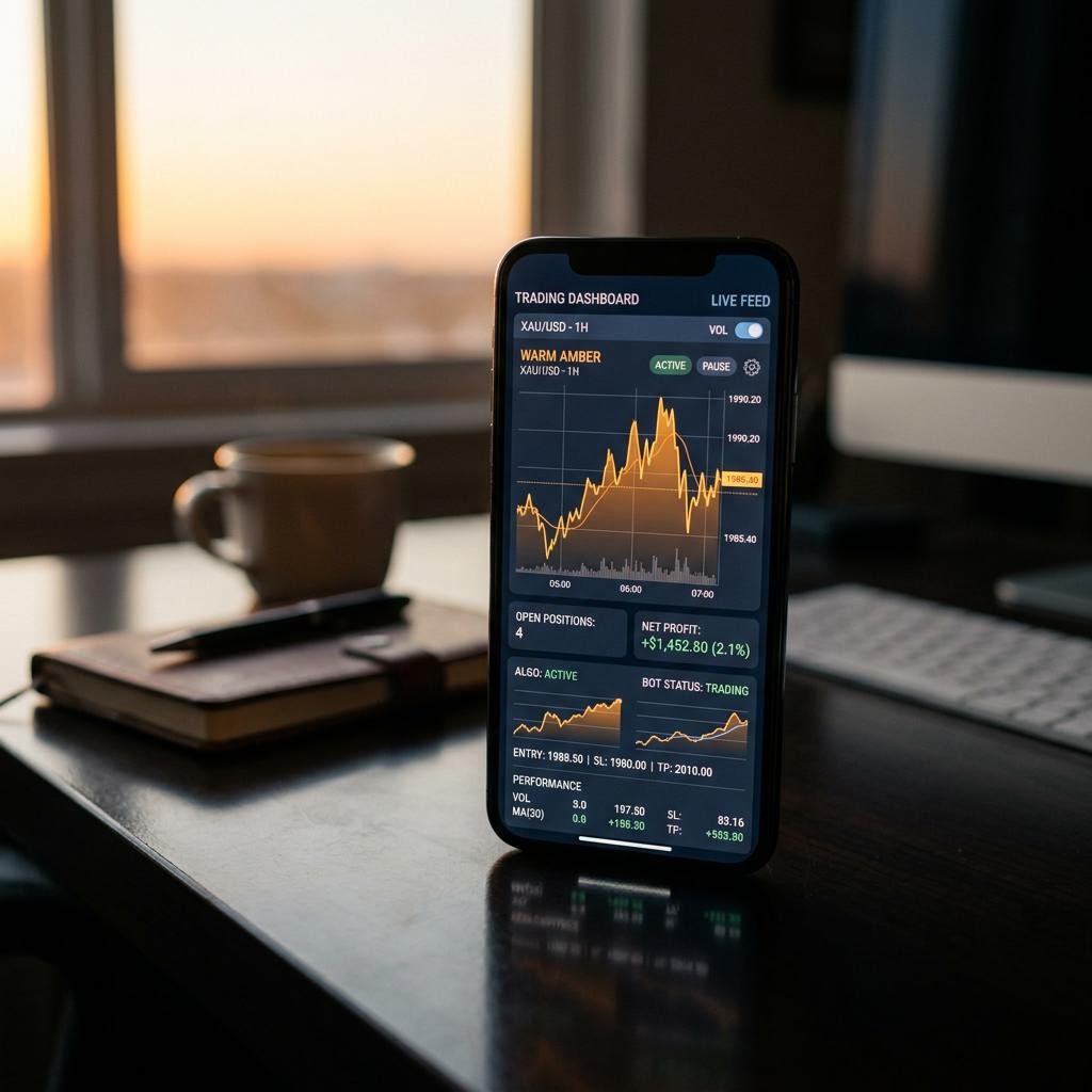 Painel da plataforma de trading com IA medrascenca num smartphone
